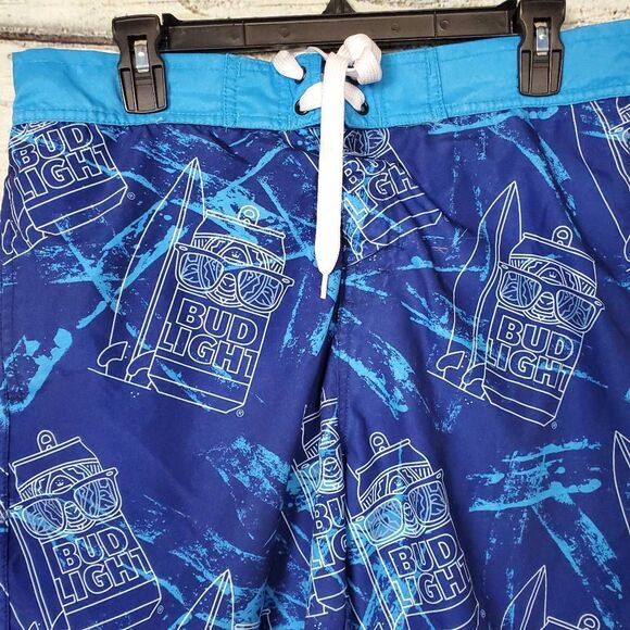 Bud Light Swim Trunks Blue Graphic Board Shorts Men’s Medium - Picture 2 of 6